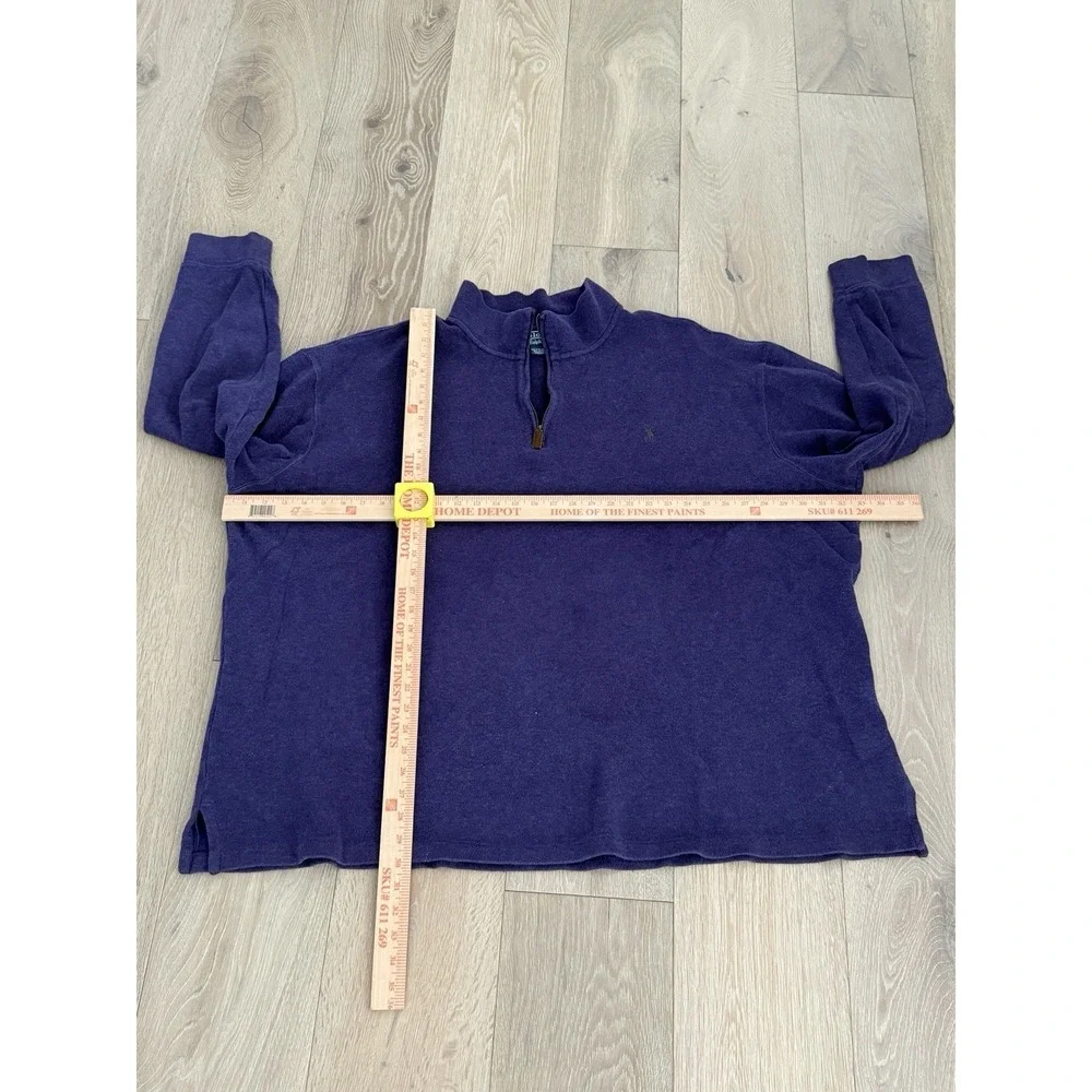 Polo Ralph Lauren Sweater Mens 4XB Big Purple Quarter Zip 100% Cotton Green Pony